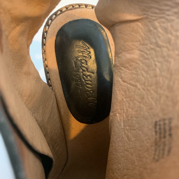 Madewell Peep Toe Chunky Heel Bootie Black Leather Boho Summer Outer Banks Sz 10 - Picture 7 of 9